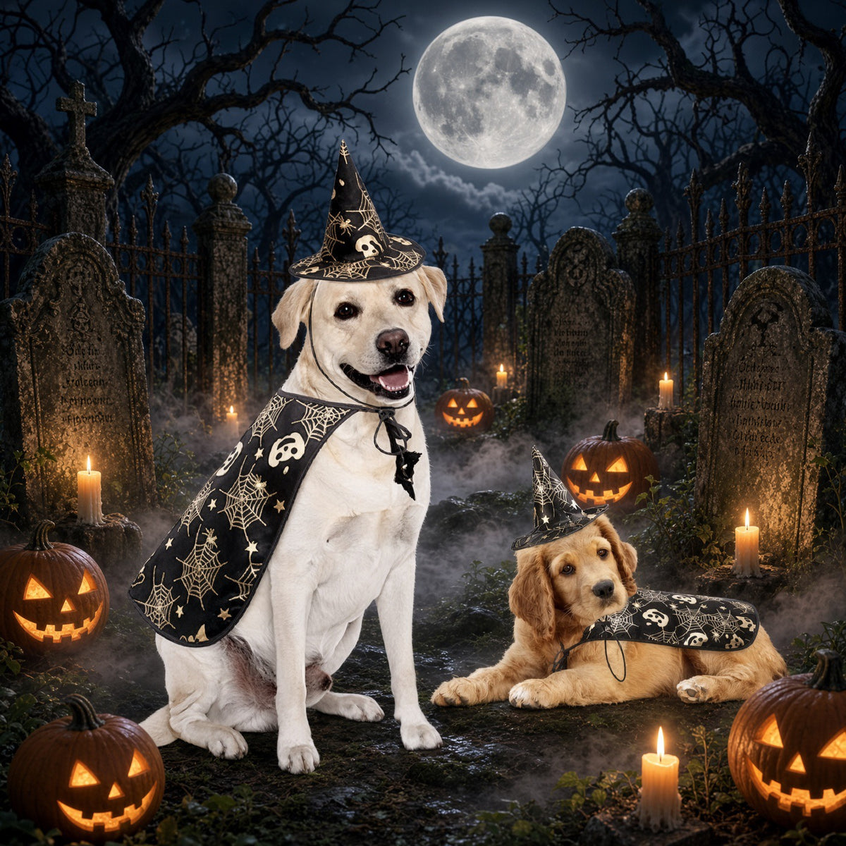 Witchy Pumpkin Pet Halloween Costumes Cape And Hat