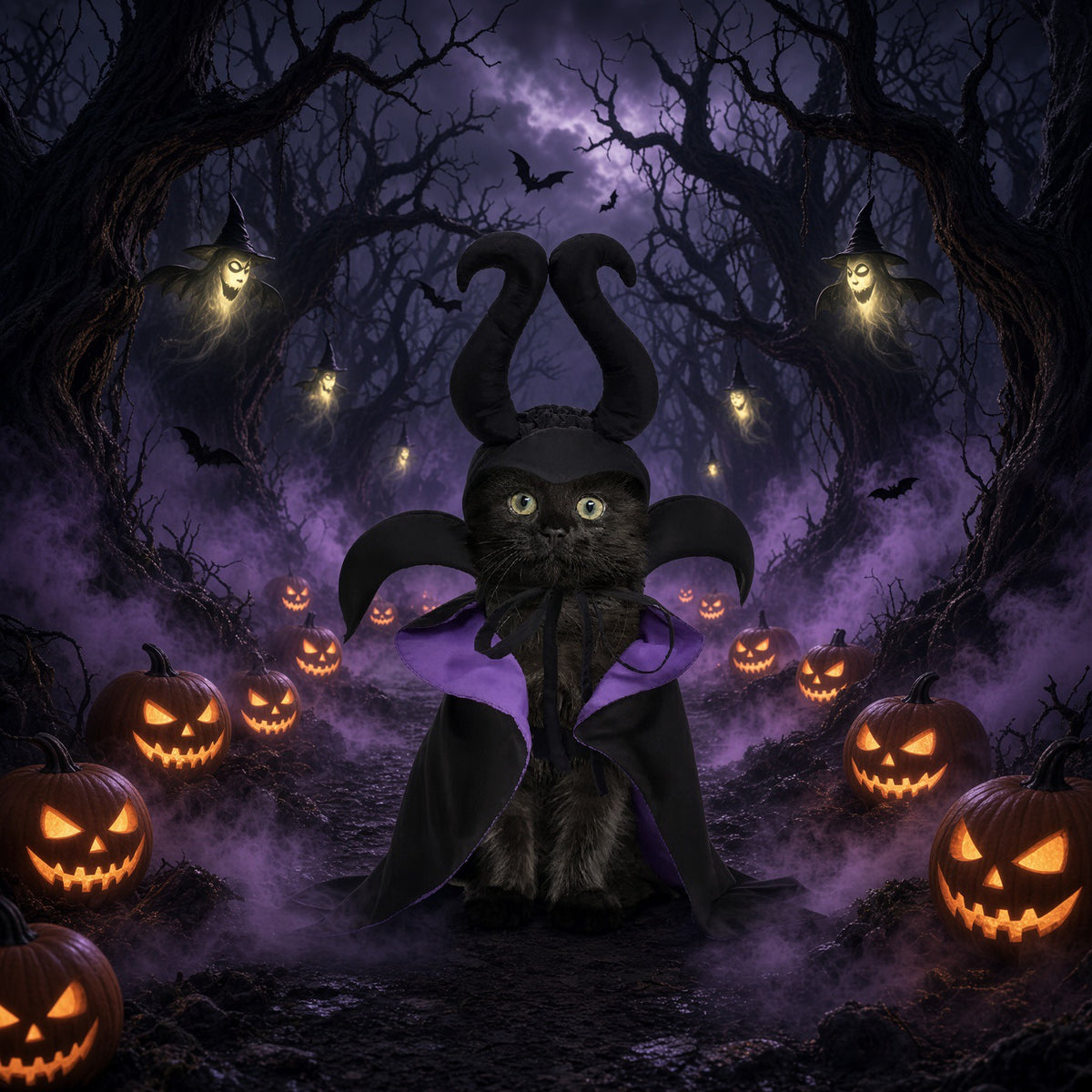 Evil Scary Spindle Witch Pets Halloween Costume