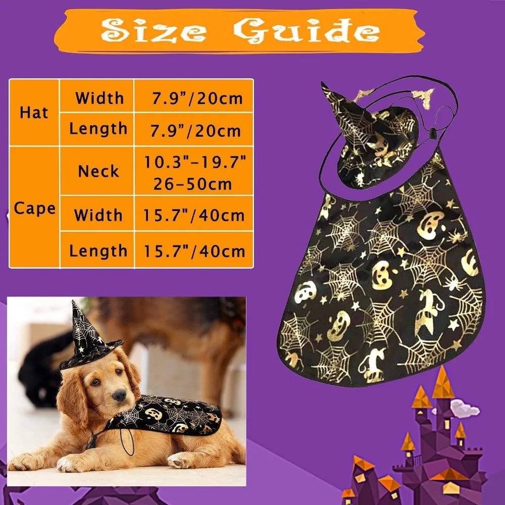Witchy Pumpkin Pet Halloween Costumes Cape And Hat